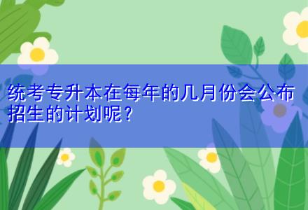 統(tǒng)考專升本在每年的幾月份會公布招生的計劃呢？