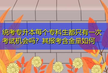 統(tǒng)考專升本每個?？粕贾挥幸淮慰荚嚈C會嗎？其報考含金量如何