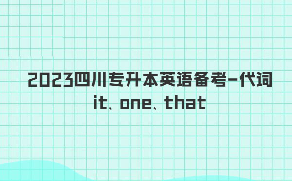 2023四川專升本英語備考-代詞it、one、that