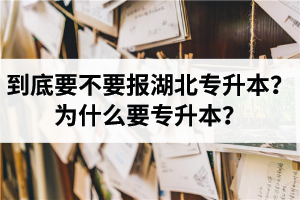 到底要不要報(bào)湖北專升本？為什么要專升本？