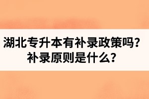 湖北專升本有補錄政策嗎？補錄原則是什么？