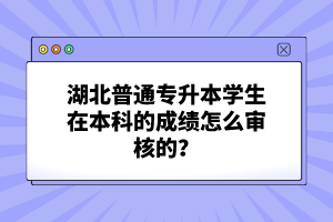 湖北普通專升本學生在本科的成績怎么審核的？