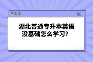 湖北普通專升本英語(yǔ)沒基礎(chǔ)怎么學(xué)習(xí)？