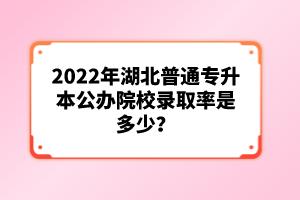 2022年湖北普通專升本公辦院校錄取率是多少？