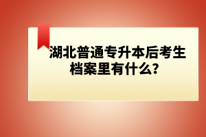 湖北普通專升本后考生檔案里有什么？