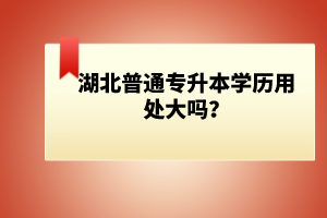 湖北普通專升本學(xué)歷用處大嗎？