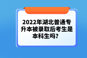 2022年湖北普通專(zhuān)升本被錄取后考生是本科生嗎？