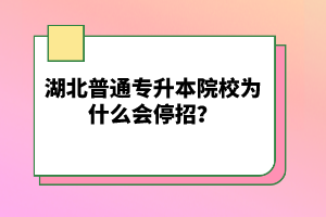 湖北普通專升本院校為什么會(huì)停招？