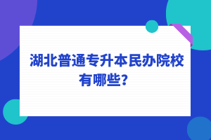 2022年湖北普通專升本民辦院校有哪些？