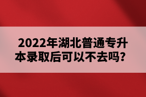 2022年湖北普通專升本錄取后可以不去嗎？