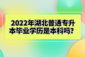 2022年湖北普通專升本畢業(yè)學(xué)歷是本科嗎？