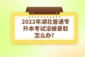 2022年湖北普通專升本考試沒被錄取怎么辦？