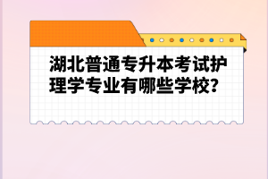 湖北普通專升本考試護(hù)理學(xué)專業(yè)有哪些學(xué)校？