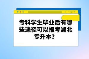 專科學生畢業(yè)后有哪些途徑可以報考湖北專升本？