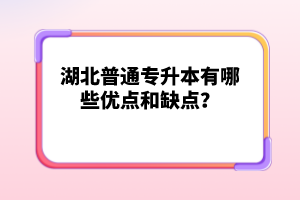 湖北普通專升本有哪些優(yōu)點和缺點？