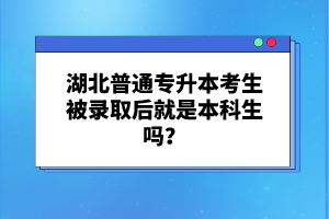 湖北普通專升本考生被錄取后就是本科生嗎？