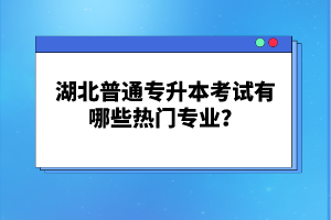 湖北普通專升本考試有哪些熱門專業(yè)？