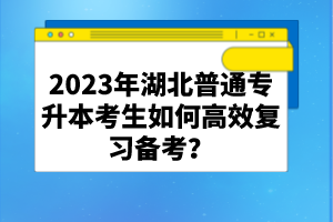 2023年湖北普通專升本考生如何高效復(fù)習(xí)備考？