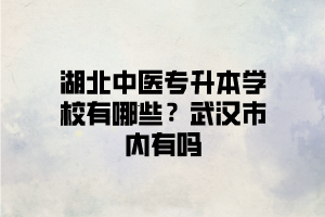 武漢有可以報中醫(yī)類專業(yè)的湖北普通專升本學(xué)校嗎？