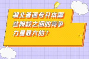 湖北普通專升本哪些院校之間的競爭力是最大的？