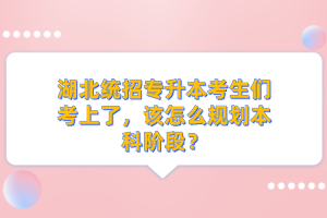 湖北統(tǒng)招專升本考生們考上了，該怎么規(guī)劃本科階段？